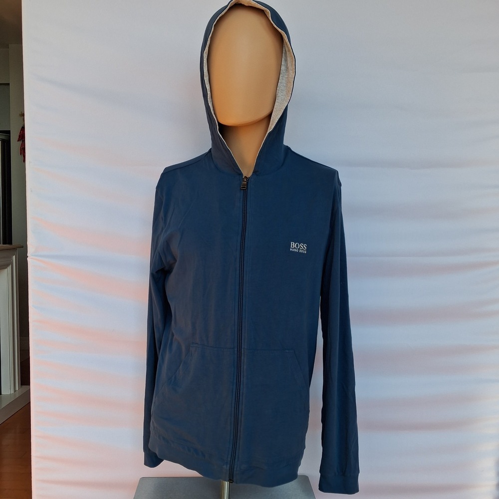 Hugo Boss Mens Blue Full Zip Lightweight Hoodie Sweatshirt Size M
